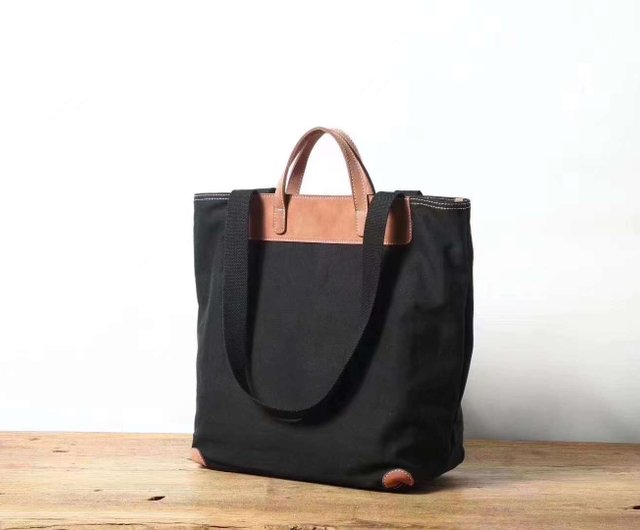 Eco-friendly canvas wenqing storage plain tote bag (black) - Shop hezhi  Handbags & Totes - Pinkoi