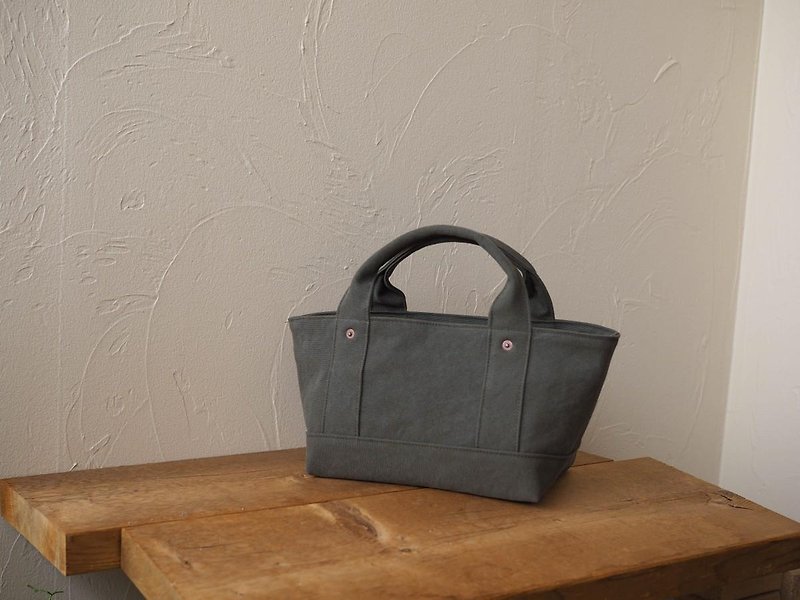 With lid Tote S (khaki gray) - Handbags & Totes - Cotton & Hemp Green