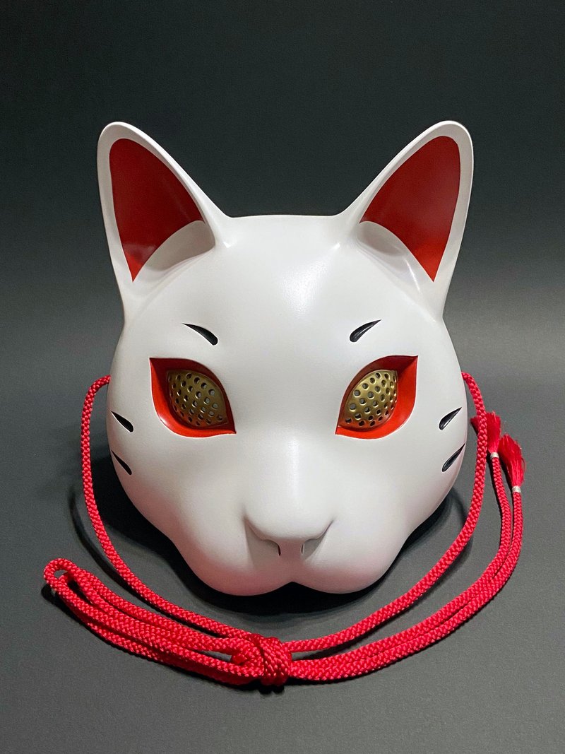 猫面  白×赤 - 眼罩 - 塑膠 白色