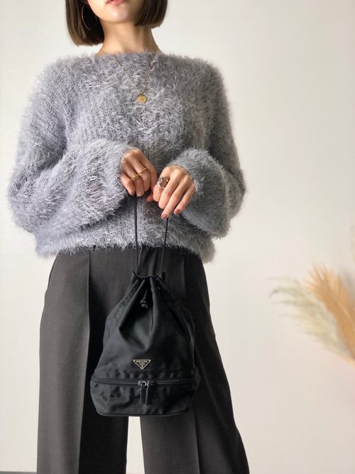 ふ*う様 PRADA、巾着ポーチ、ナイロン製、中古（本文よく読んで購入して下さい 中古・古着通販】PRADA (プラダ) ナイロン巾着ポーチ ブラック