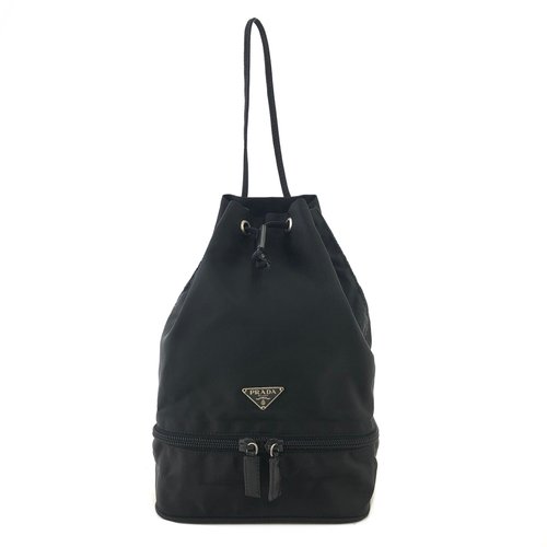 ☆人気☆PRADA トライアングルロゴ　ナイロン 巾着バッグ ポーチ ブラック PRADA プラダ 巾着 ポーチ トライアングルロゴ テスート