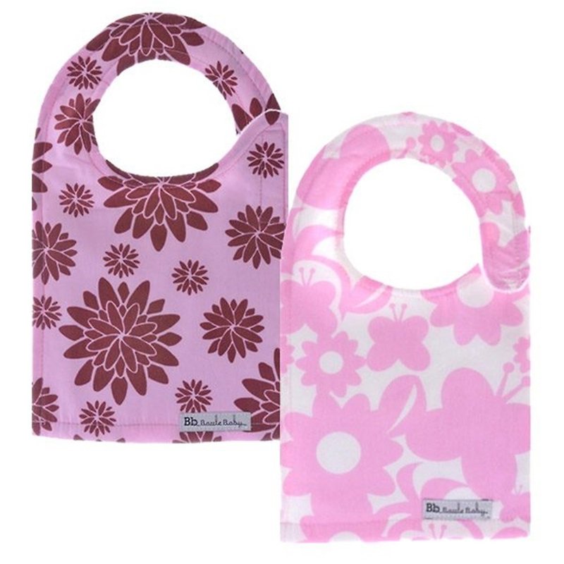 Pure cotton fashion small bib Modern Flower+Pink Butterfly (2pcs) - Bibs - Cotton & Hemp 