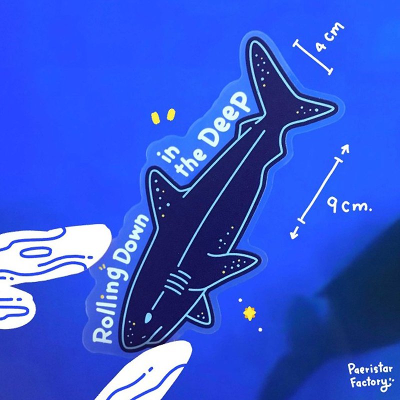 Clear Sticker Shark - 貼紙 - 防水材質 藍色