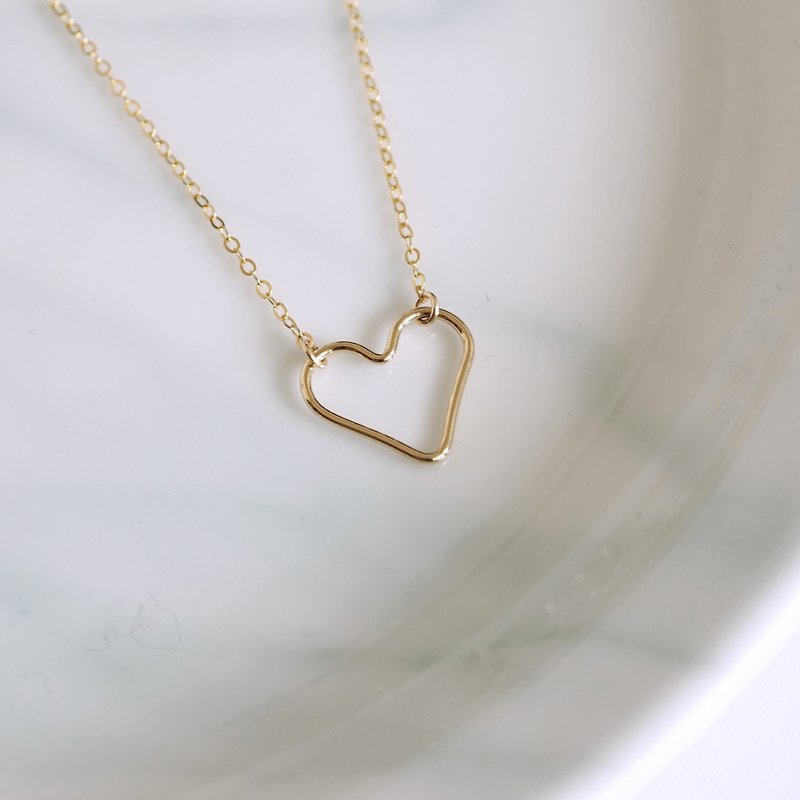 14K Gold Filled Heart Necklace - Necklaces - Other Metals Gold
