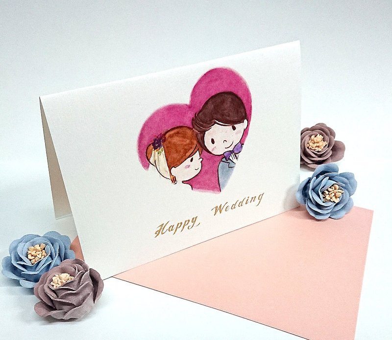 Happy Wedding / 結婚新婚祝賀卡  - 卡片/明信片 - 紙 