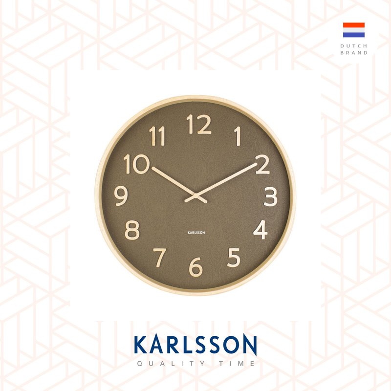 Karlsson, Wall clock 40cm Pure basswood wood medium moss green - Clocks - Wood Green