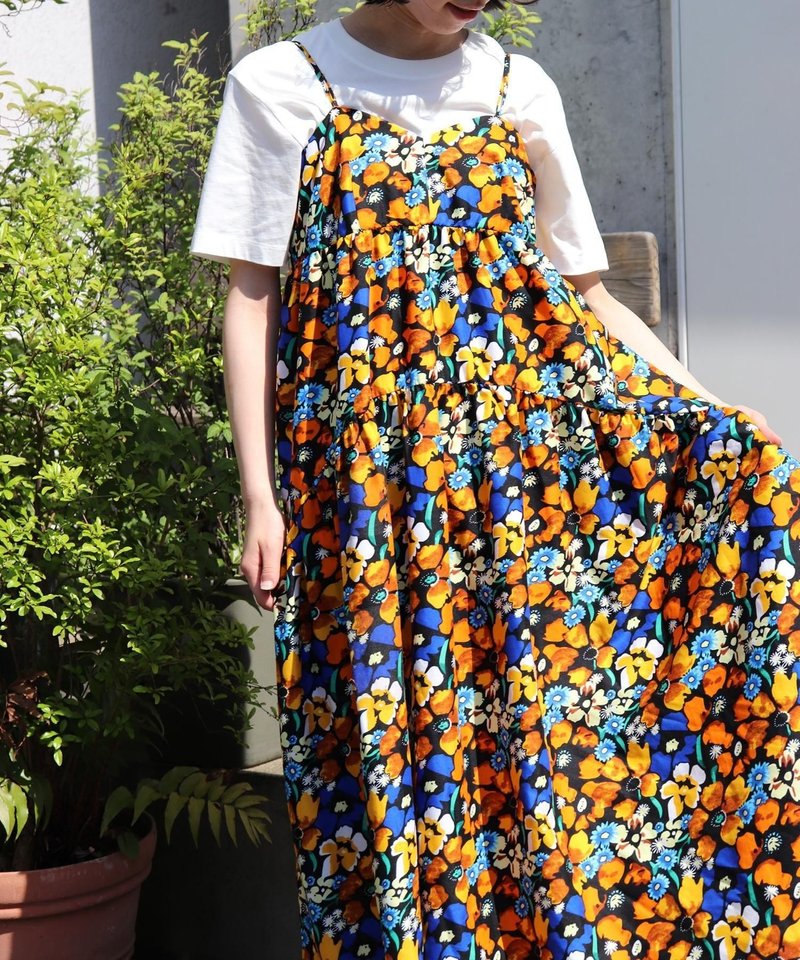 Africa tiered cami  dress 153/SYMPHONY - 洋裝/連身裙 - 聚酯纖維 黑色