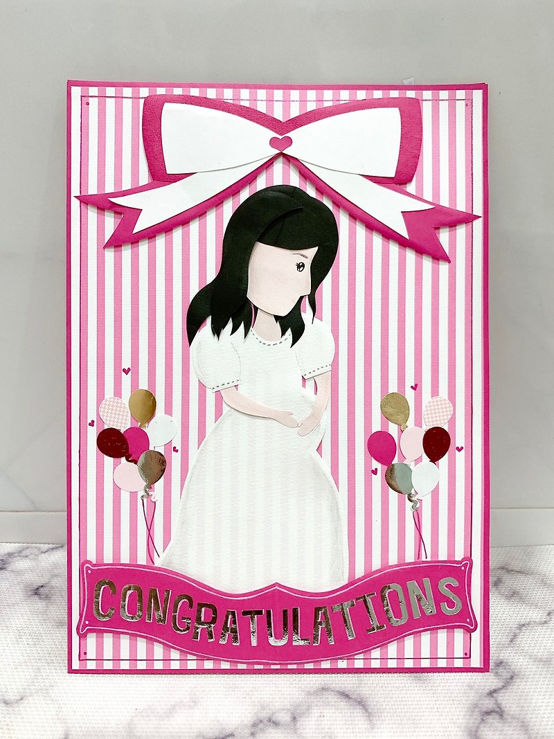 [Customized models] BABY Joyful Full Pregnancy Wishes Card (Please discuss before placing an order) - การ์ด/โปสการ์ด - กระดาษ สึชมพู