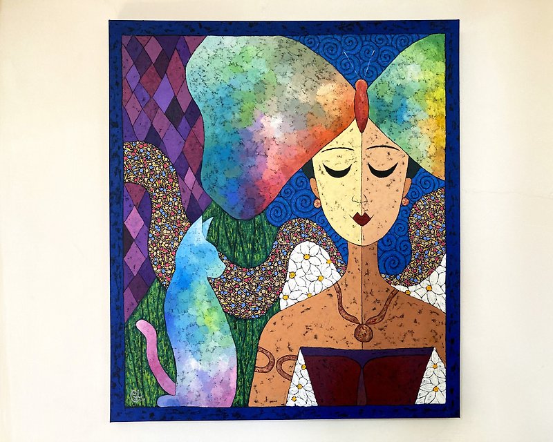 Original Butterfly Girl Painting－Flow Of Love 4 - โปสเตอร์ - ผ้าฝ้าย/ผ้าลินิน หลากหลายสี
