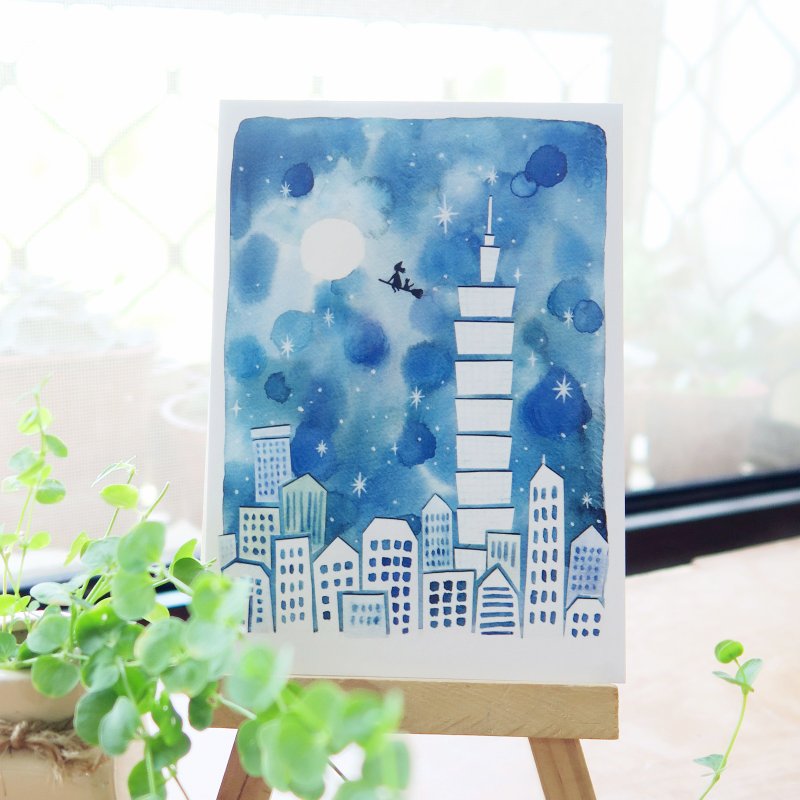 Taiwan Style Series-Good Night Taipei Postcard - การ์ด/โปสการ์ด - กระดาษ สีน้ำเงิน