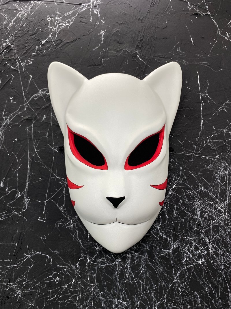 狐狸動漫面具  角色扮演服裝  日本貓惡魔面具  靈感來自動漫 - 口罩/口罩收納套 - 樹脂 白色