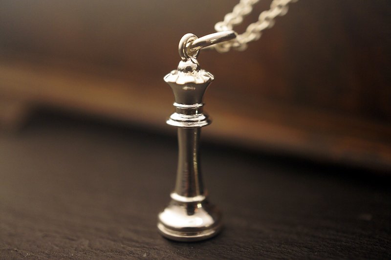 925 純銀西洋棋皇后吊咀 - 連18吋銀鏈(SN2) - 手作 - 項鍊 - 純銀 銀色