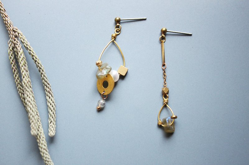 Rain - earring  clip-on earring - Earrings & Clip-ons - Copper & Brass Khaki