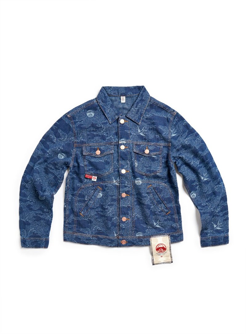 Edo Katsuri Jacquard Camouflage Jacket-Men's (Original Blue Mill) #衣装#Denim Jacket - Men's Coats & Jackets - Cotton & Hemp Blue