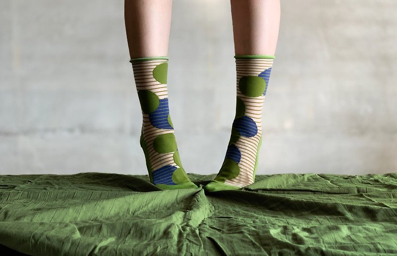 靴下グリーンツムツム / organic cotton / dot / pink / socks / dot - 襪子 - 棉．麻 綠色