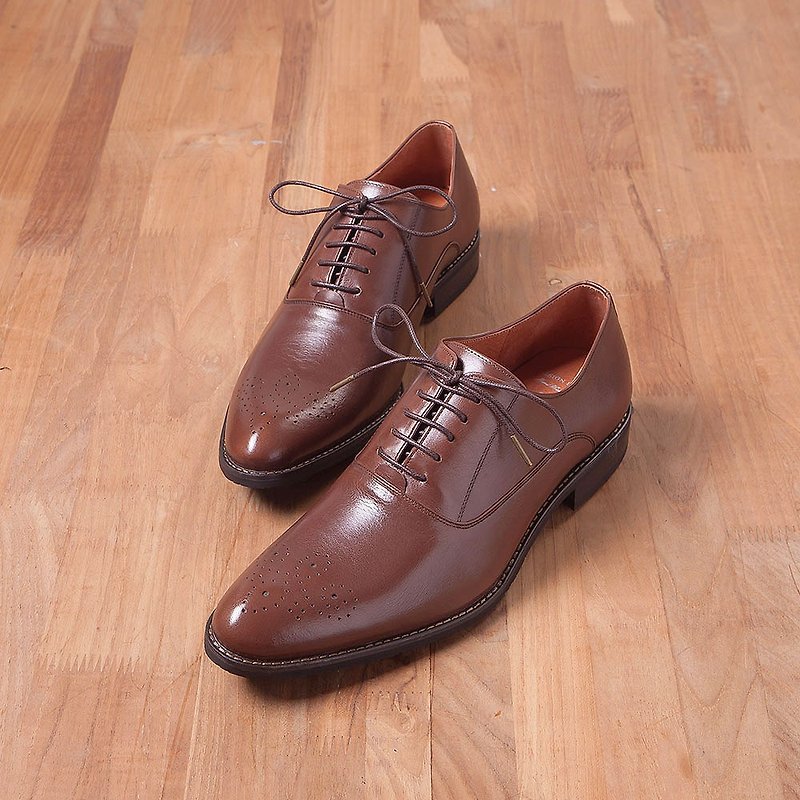 Vanger simple Yashi carved oxford shoes Va 235 coffee - Men's Oxford Shoes - Genuine Leather Brown