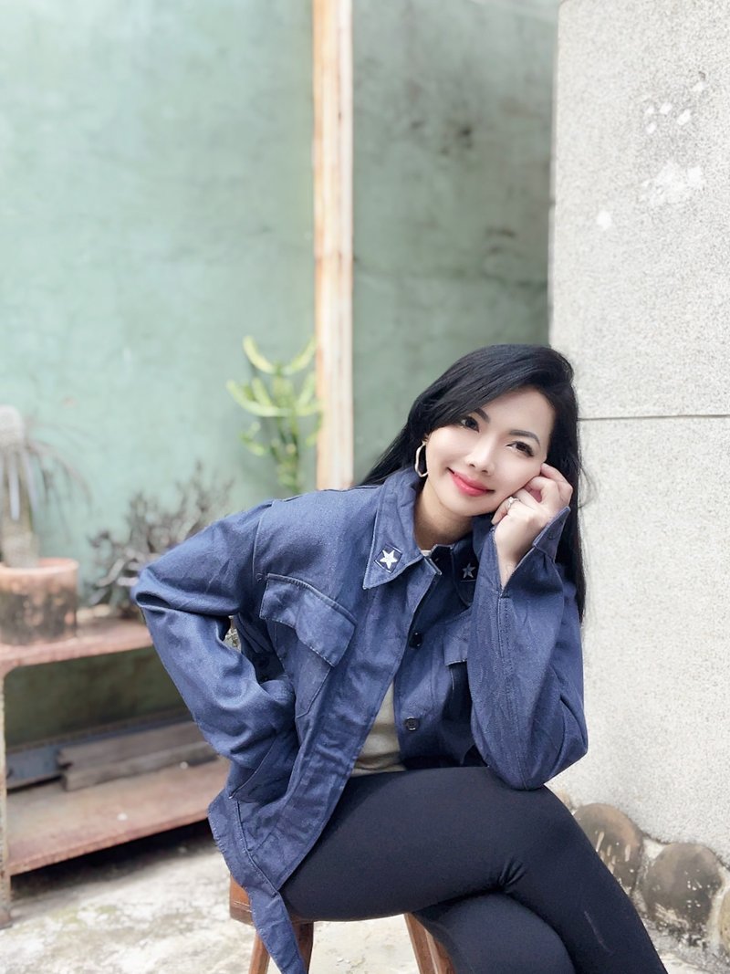Italian military denim jacket 義大利海軍戰鬥夾克服 牛仔外套 - 女大衣/外套 - 棉．麻 藍色