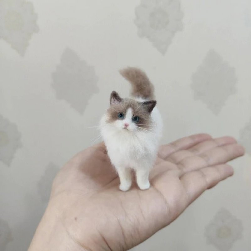 客制化逼真猫 羊毛氈 寵物 娃娃 定制 手工 狗狗猫咪 毛小孩  70 - 貓/狗玩具 - 羊毛 多色