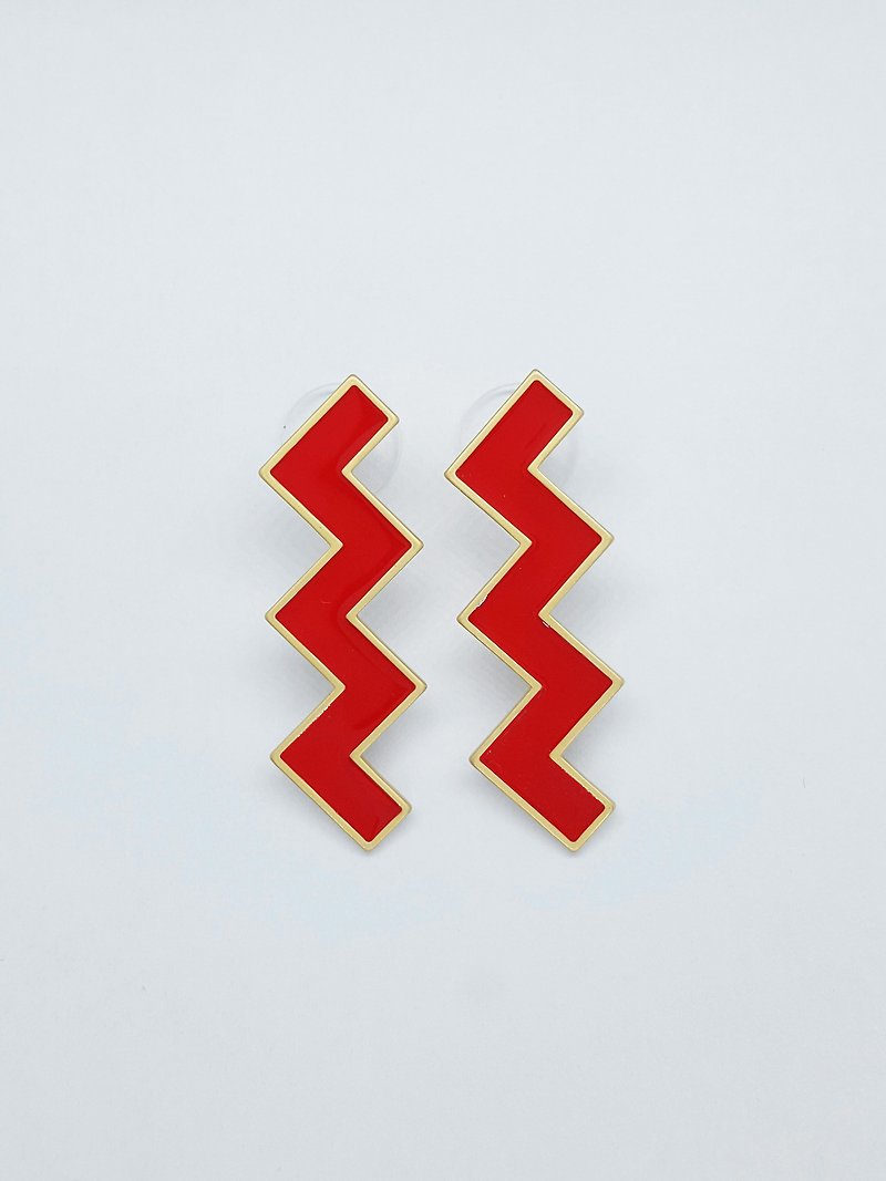 Zs Earrings - Red - ต่างหู - โลหะ สีแดง