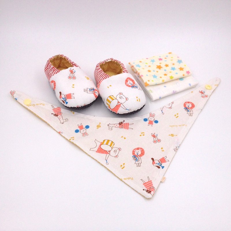 Happy to go to school-miyue baby gift box (toddler shoes/baby shoes/baby shoes + 2 handkerchiefs + scarf)