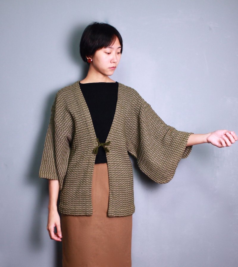 FOAK vintage grass slope green mixed color woven kimono - Other - Other Materials 