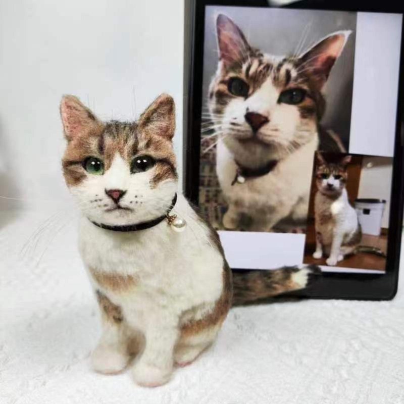 客製化逼真猫羊毛氈寵物娃娃定製手工複刻狗狗猫咪毛小孩肖像公仔 - 貓/狗玩具 - 羊毛 多色