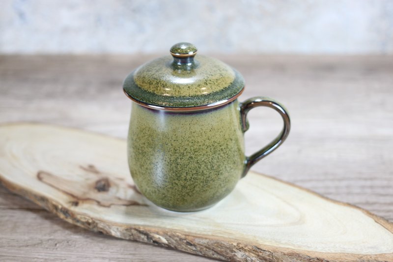 【送禮好物】300ml 茶末釉蓋杯 帶蓋馬克杯 鶯歌名家葉敏祥作品 - 咖啡杯/馬克杯 - 瓷 