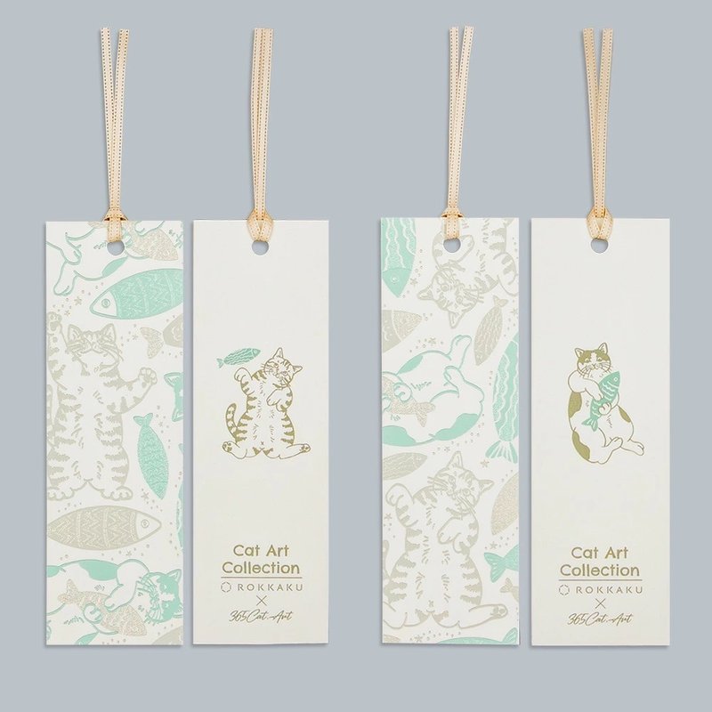 貓咪藝術收藏書籤 魚 - 書籤 - 紙 綠色