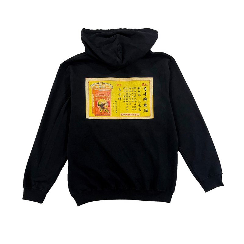 Hiawatha Cigarette Pack Hoodie - เสื้อฮู้ด - ผ้าฝ้าย/ผ้าลินิน สีดำ