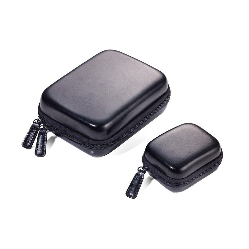 Travel 3C storage hard shell bag (black) - travel with large and small bags - กระเป๋าเครื่องสำอาง - หนังเทียม สีดำ