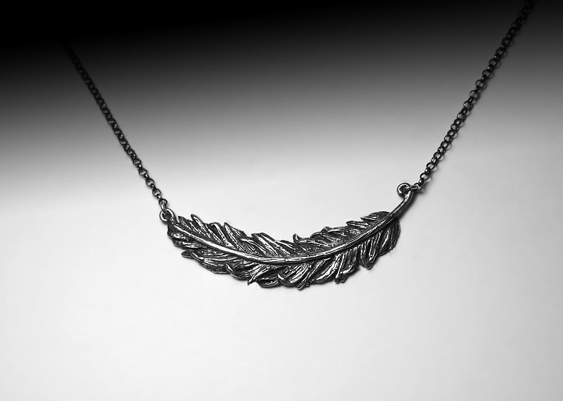 橫羽毛項鍊 - 項鍊 - 其他金屬 銀色