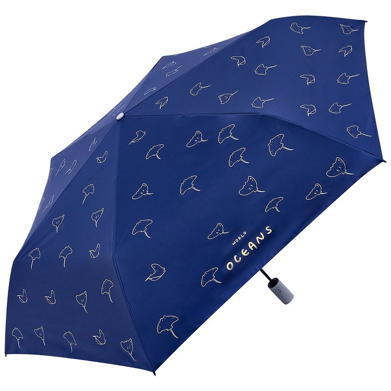 Airlight_Slim 海洋故事 全遮光 安全自開收 彩膠防曬 陽傘 - 雨傘/雨衣 - 其他材質 藍色