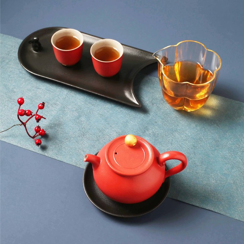 [Lubao LOHAS] Moonlight Tea Ceremony - Teapots & Teacups - Pottery Red