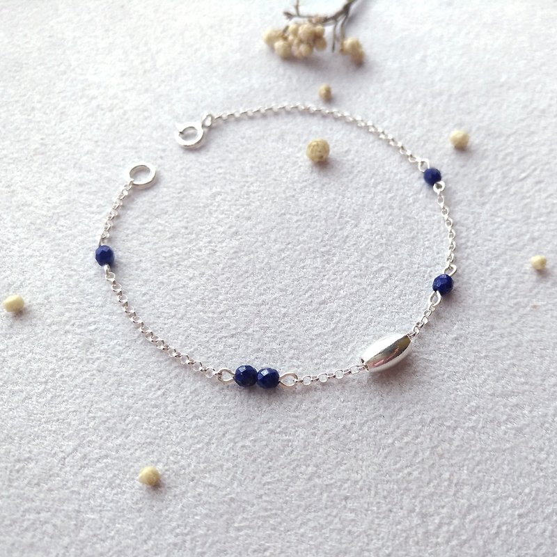 Sb002-Star River 1-Pure Silver Lapis Lazuli Bracelet - Bracelets - Other Metals Blue
