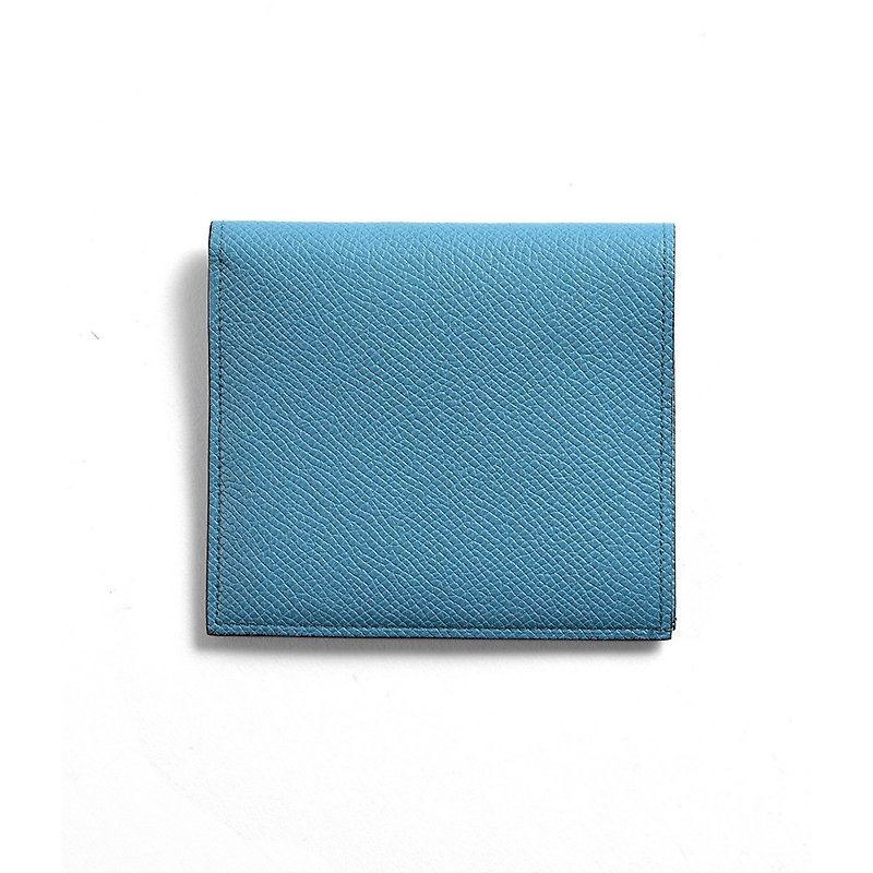 German WEINHEIM WAPROLUX calfskin light and thin half-folding short clip-light blue - Wallets - Genuine Leather Blue