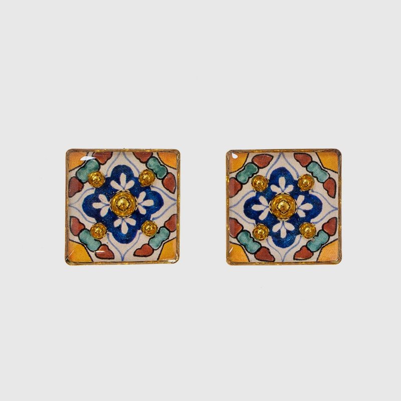 耳環 | Talavera Couleur Tiles | 925純銀抗敏 - 耳環/耳夾/耳骨夾 - 樹脂 多色