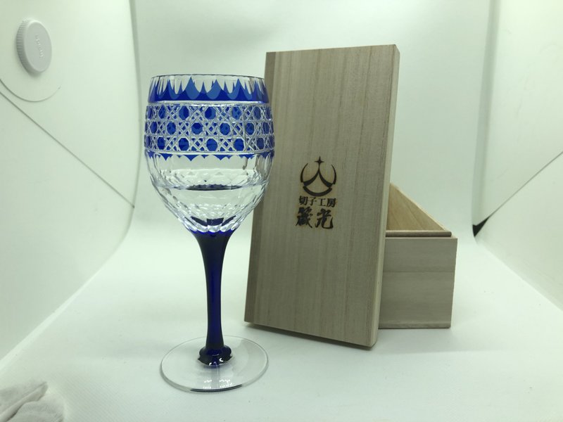 八角籠目と亀甲ワイングラス - 酒杯/酒器 - 玻璃 藍色