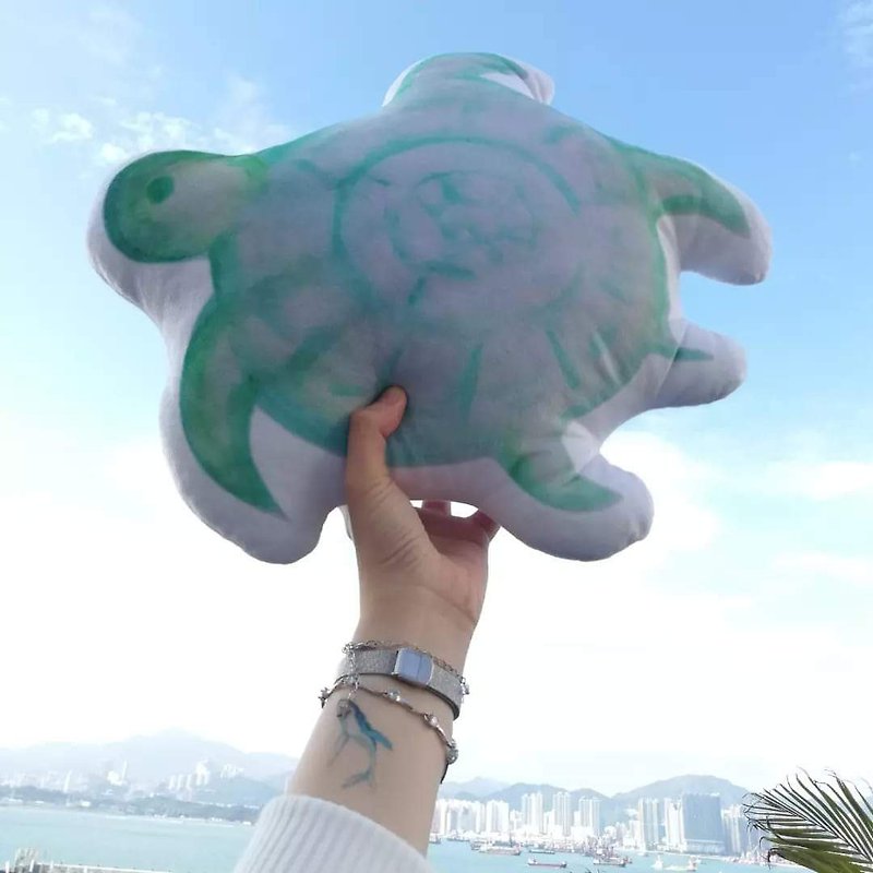 原創款水彩風海龜cushion - 其他 - 棉．麻 綠色