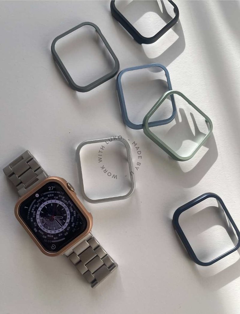 Apple Watch Case | Minimalist plain matte metal half-pack anti-fall hard case - สายนาฬิกา - อลูมิเนียมอัลลอยด์ 