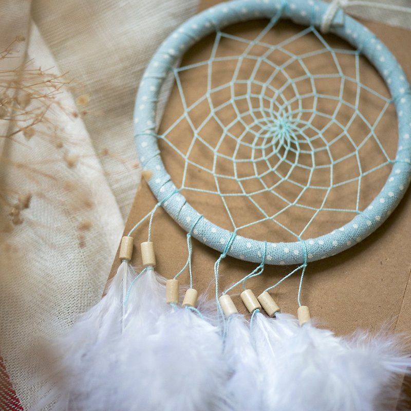Dream Catcher 10cm - Water jade dot light blue (Denning style series) - Birthday present - Items for Display - Other Materials Blue