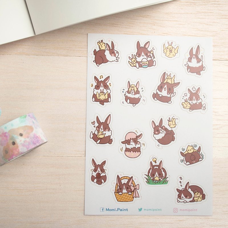 Caramel bunny’s Easter * Sticker - Stickers - Paper White