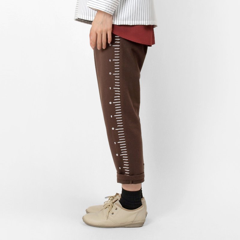 Measured standard ruler comma dot cotton overall pants - Women's Pants - Cotton & Hemp Brown