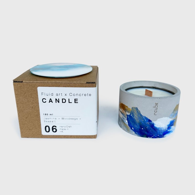 Fluidart x Concrete Candle (Blue) - เทียน/เชิงเทียน - ปูน สีน้ำเงิน