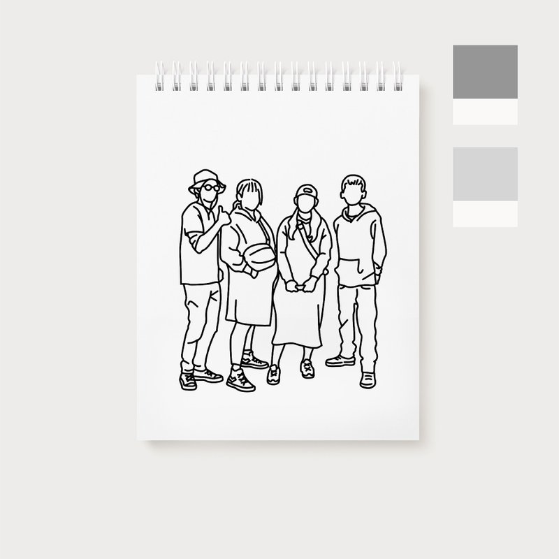 【カスタマイズ】塗り絵風カラー×シンプルなラインの電子ファイル - 似顔絵・イラスト・挿絵 - その他の素材 