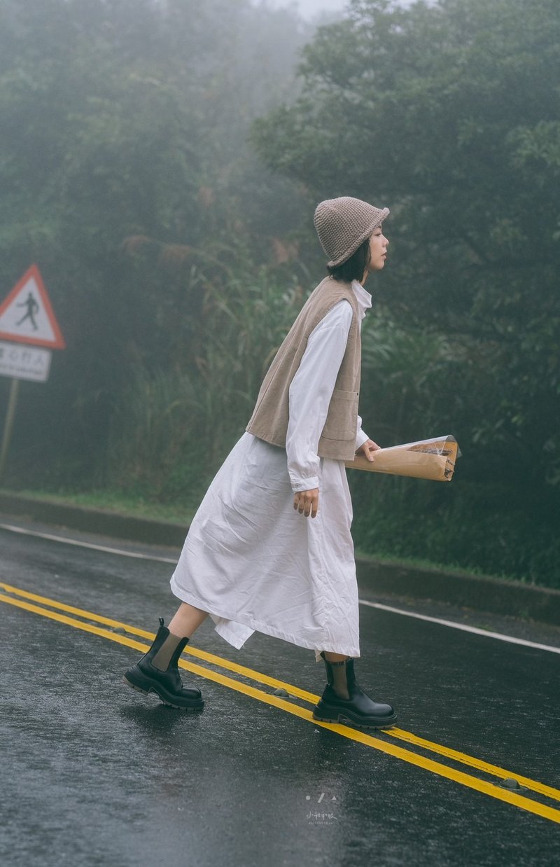 仙界優品高領開襟洋裝 - 洋裝/連身裙 - 棉．麻 白色