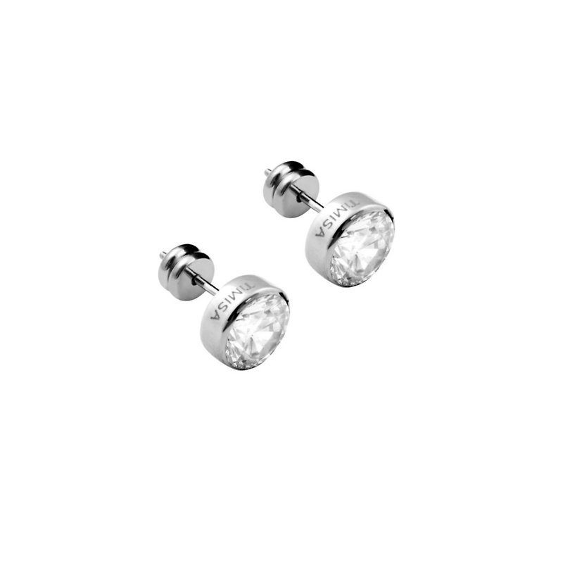 Titanium Earrings- Sparkling gem-white - ต่างหู - โลหะ ขาว