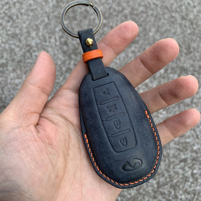 Infiniti 磨砂油蠟 鑰匙皮套 QX50 QX55 QX60 QX70 Q30 Q50 Q60 - 鑰匙圈/鑰匙包 - 真皮 黑色