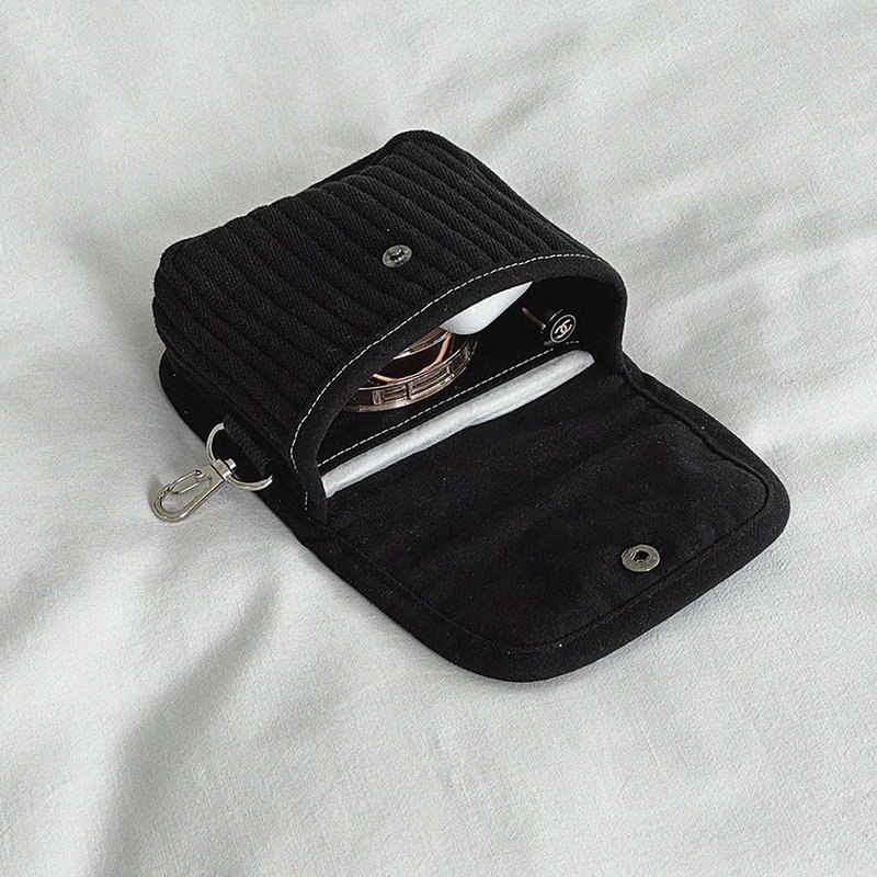 Square Pouch _ Black - Toiletry Bags & Pouches - Cotton & Hemp Black