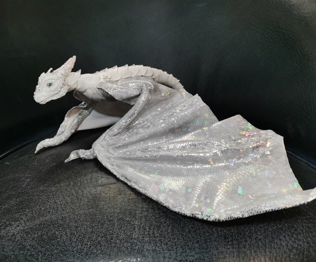 white Dragon necklace fantasy art doll poseable - Shop