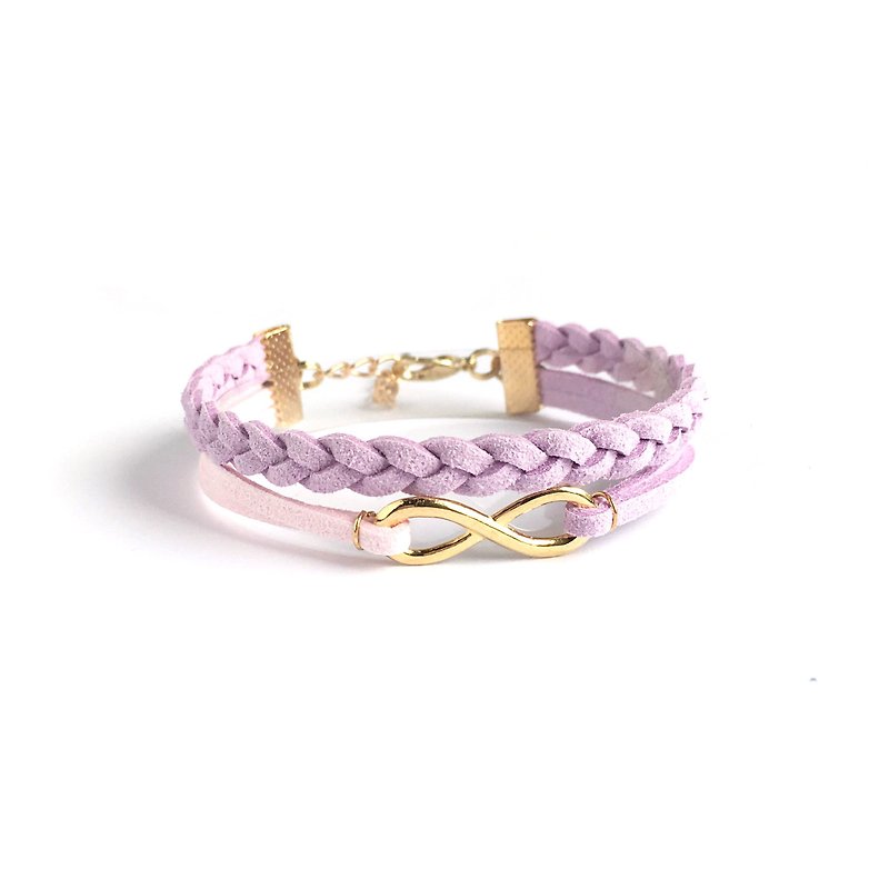 Handmade Double Braided Infinity Bracelets Rose Gold Series–lavender purple